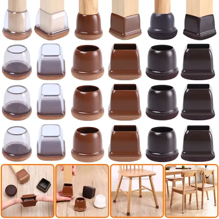 Protecteurs de sol pour pieds de chaise en Silicone TPE, 8 pièces, avec feutre, couvre-pieds de chai