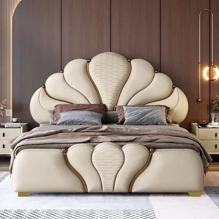 Lit double de rangement multifonctionnel moderne pour chambre principale