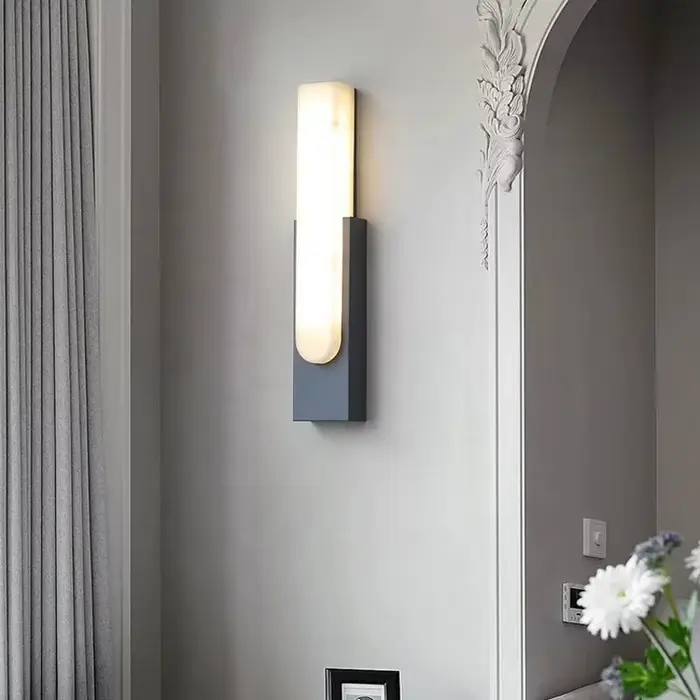 Nordique moderne chambre chevet mural luminaire appliques lampes Led marbre Simple créatif gris métal décor à la maison applique murale