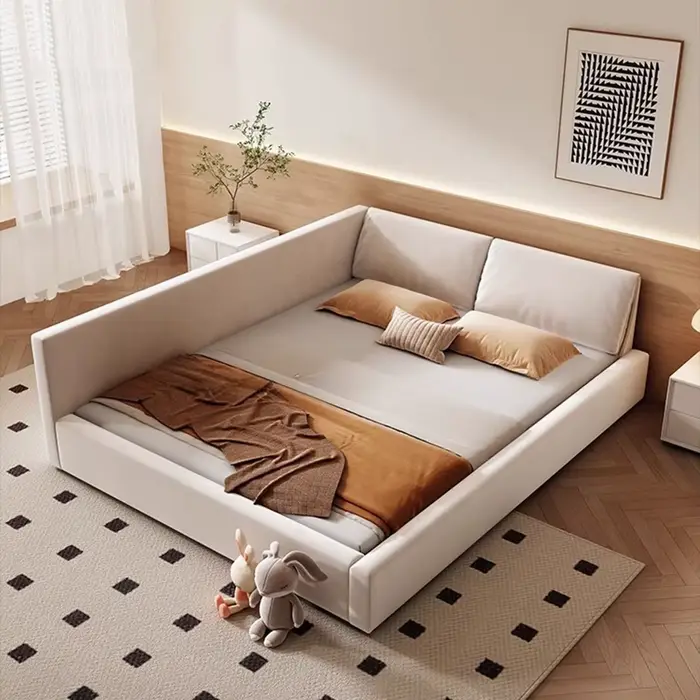 Chambre à coucher lit esthétique moderne luxe cadre Rail lit multifonctionnel King Size tête de lit Camarotes Para dortoir meubles