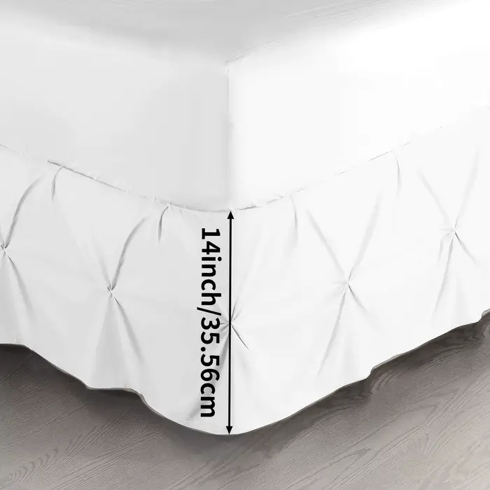 Jupe de lit blanche de qualité hôtel, 1 pièce, plissée élastique, 14 pouces, drap de lit enveloppant