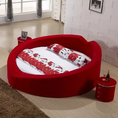 Lit Moderne en Tissu, Nouveau Lit Double Princesse Chinois pour Chambre à Coucher