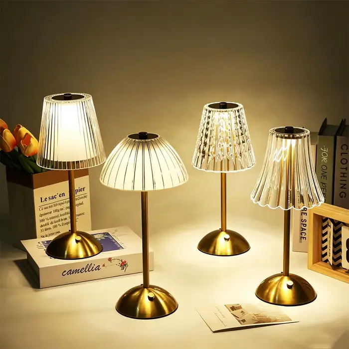 Lampe de table LED en cristal avec capteur tactile