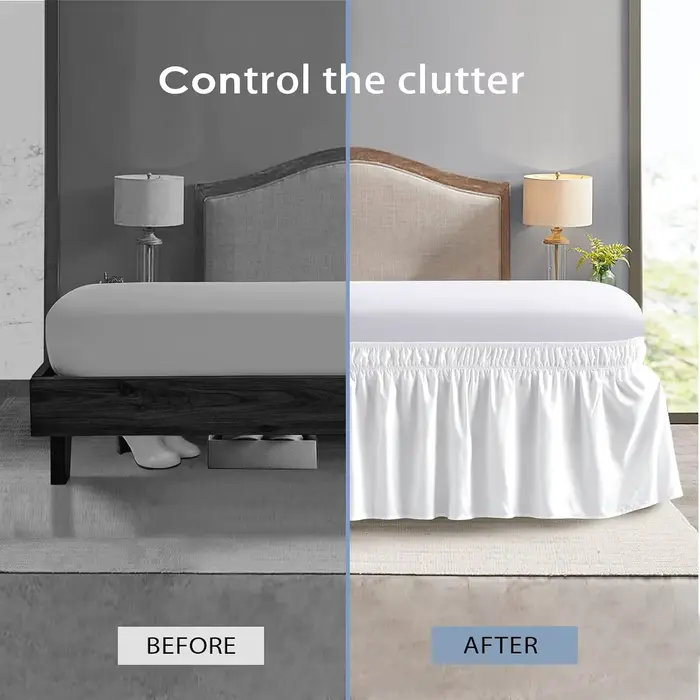 Jupe de lit respirante et anti-poussière avec bande élastique, Style contemporain, housse pour chambre à coucher, 1 pièce