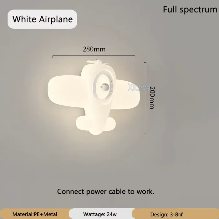 Applique murale LED pour chambre d'enfant, lampe de chevet, avion romantique, chambre d'enfant, bébé