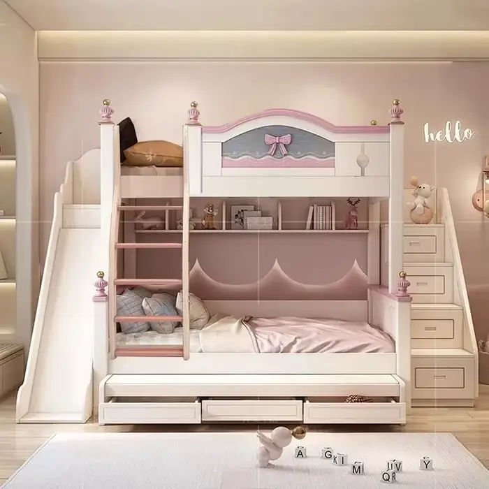 Lit superposé en bois massif personnalisé bon marché, meubles de chambre à coucher de haute qualité 