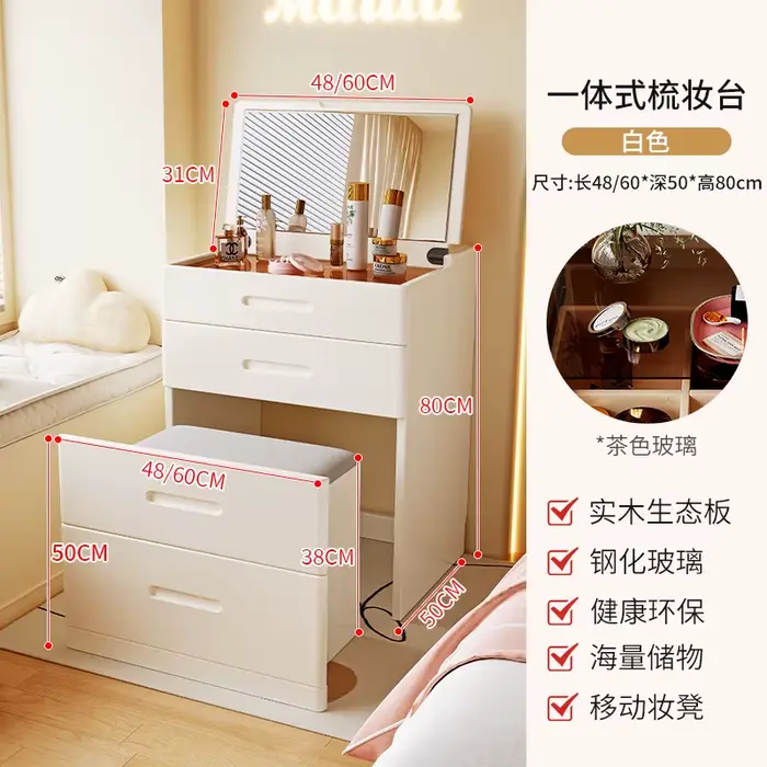 Coiffeuse rustique pour filles, rangement Miniature, coiffeuse en bois massif, vanité Simple, access