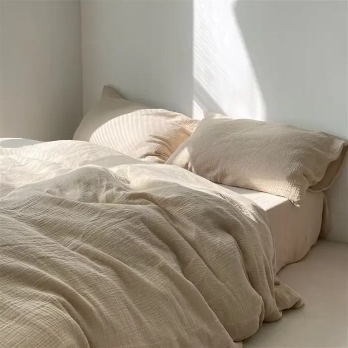 Parure de lit en pur pour filles françaises, drap de lit en coton lavé doux, housse de couette, taie