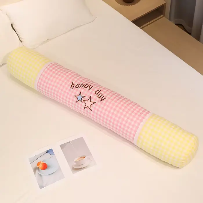 Coussin corporel cylindrique à carreaux pour dormeurs latéraux, coussin long pour les jambes, doux e