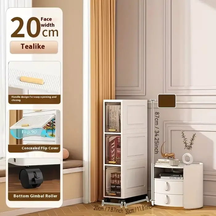Armoire de rangement mince de 20cm, organisateur roulant étroit à 3/4/5 niveaux avec roulettes, étag