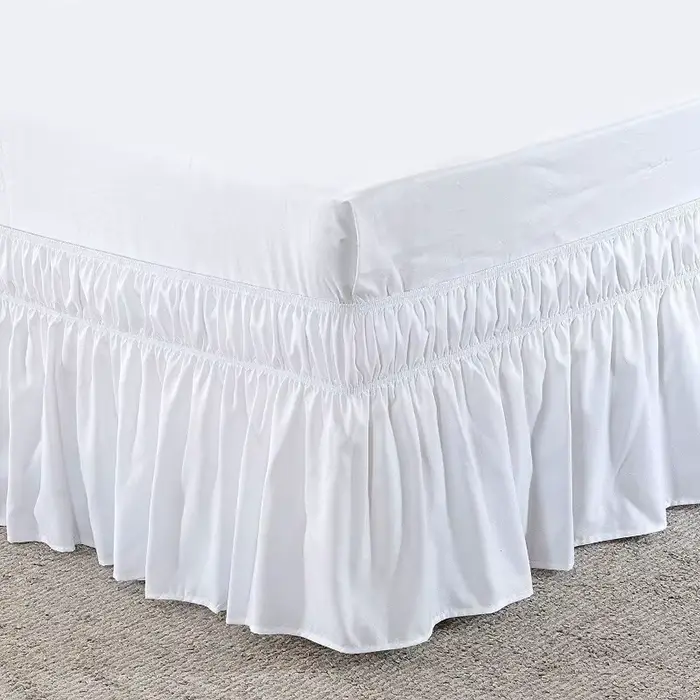 1 jupe de lit élégante unie à volants avec housse de lit ajustable élastique multi-tailles, ensemble