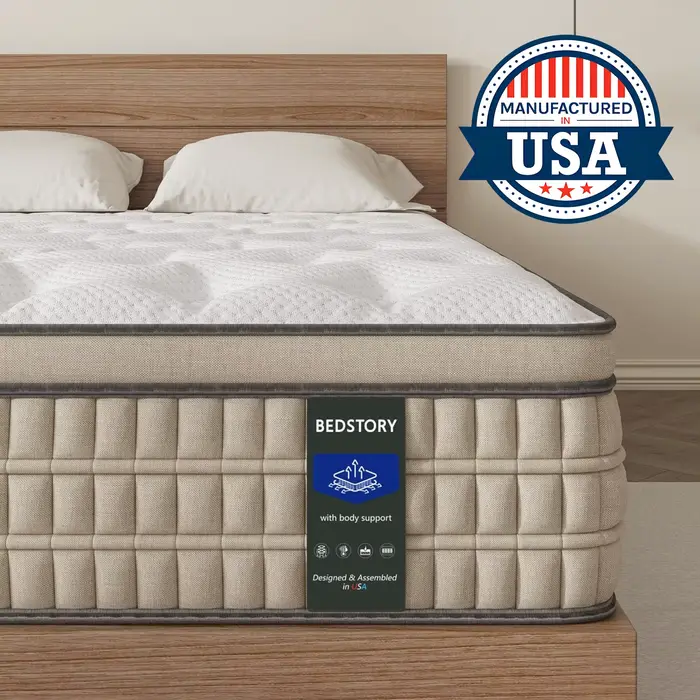 BedStory-Matelas en mousse à mémoire de forme, 12 pouces, gel hybride Full/King, taille Queen avec t