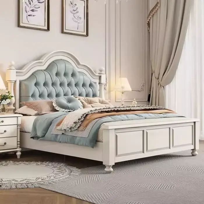 Lit double blanc esthétique pour adolescentes