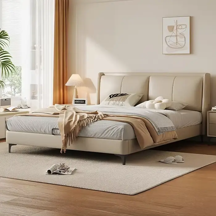 Lit de rangement minimaliste en cuir Corium