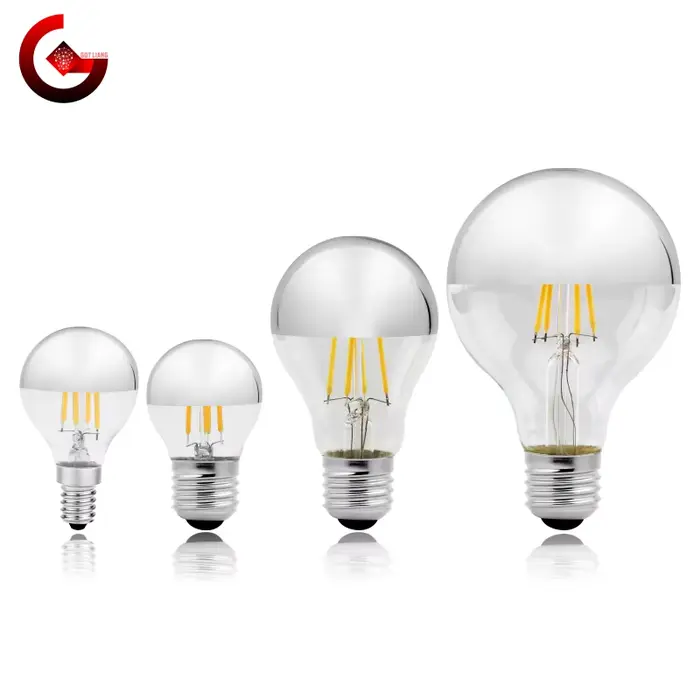 Miroir argent rétro Edison ampoule LED E14 E27 4W G45 A60 ST64 G80 G95 Vintage Filament Lampada lamp