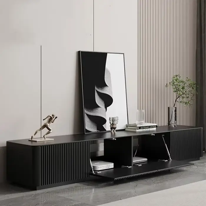 Meuble Tv noir nordique, meuble Tv Simple et moderne en bois massif, meuble de styliste modulaire