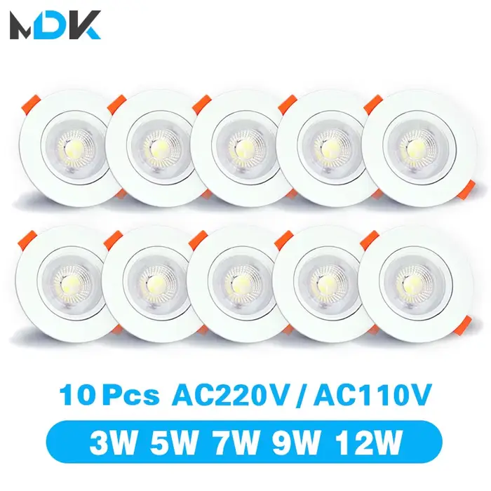 Spot Lumineux LED Rotatif à Angle Réglable pour le Plafond, Éclairage d'Nikde Couleur Blanche, 5/7/9