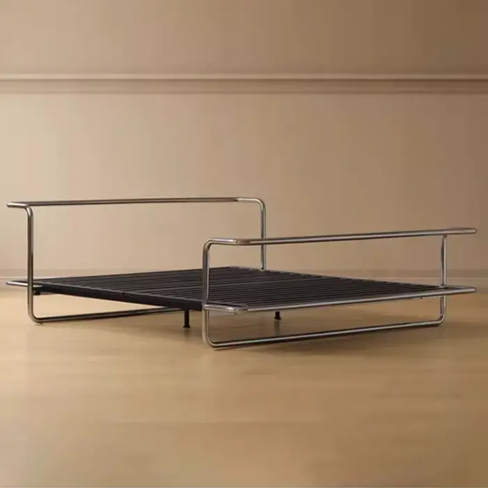 Cadre de lit Queen moderne 157/187*207*69cm, en fer et acier, lit en métal, meubles de chambre à cou