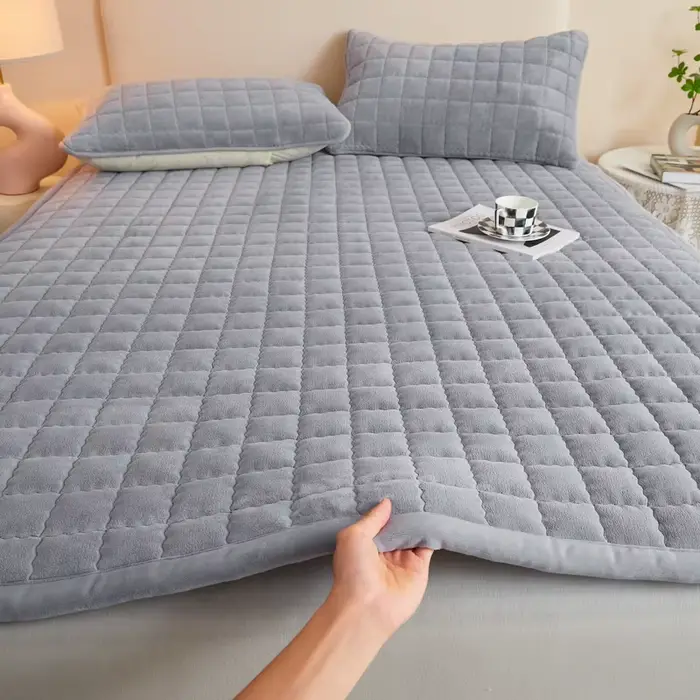 Surmatelas épais en velours de lait doux, couvre-lit, coussin de protection, couvertures chaudes, hi