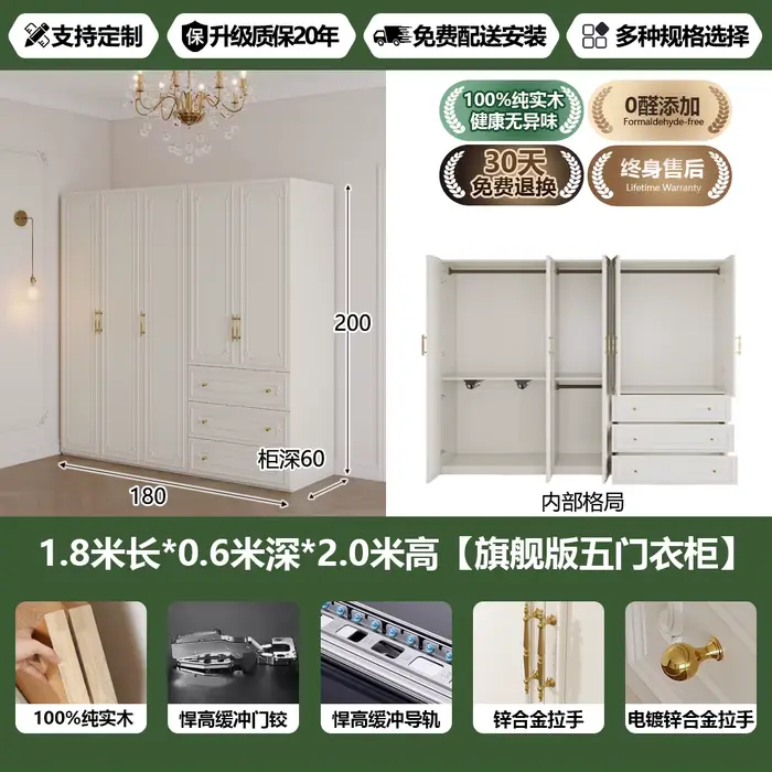 Dressing chambre armoires multifonctions étagères en bois grands armoires tiroir moderne Armario Rop