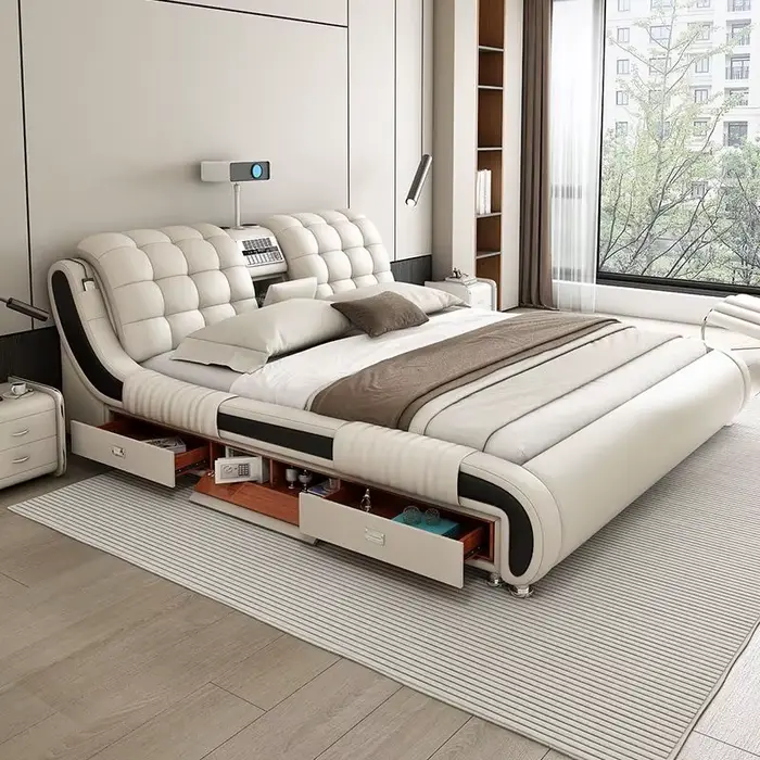 Poignées tiroir lit minimaliste fantaisie cadre de couchage têtes de lit Double chambre Muebles Para El Hogar maison accessoires
