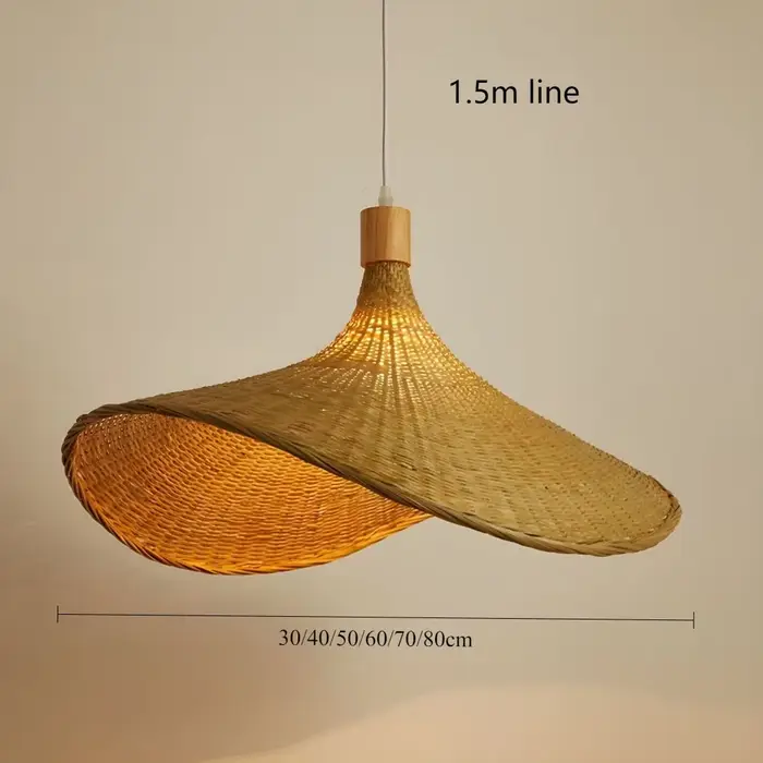 Lampe suspendue en bambou, cordon de lumière suspendu en rotin, panier à intensité variable, abat-jo