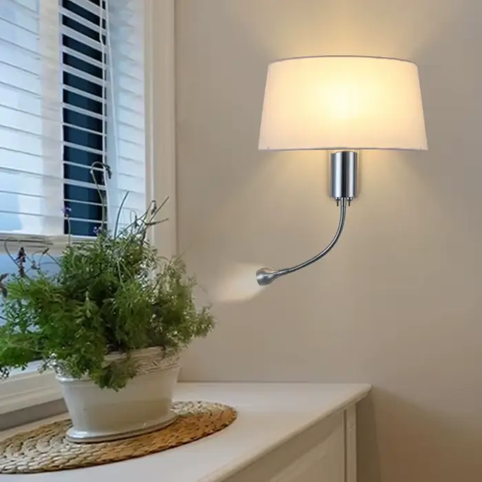 Lampe murale LED nordique en tissu pour chevet