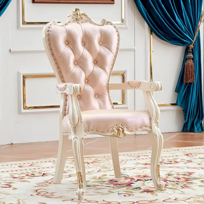 Chaise de salle à manger européenne en bois massif, trône paresseux de princesse, chaise longue de l