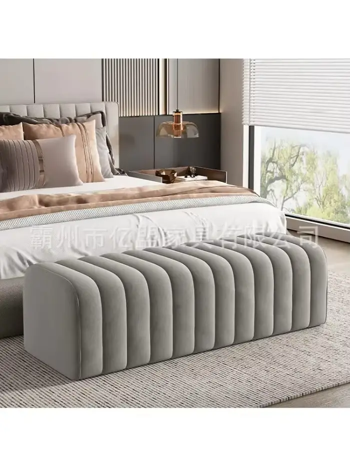 Banc de lit moderne, tabouret de chambre à coucher, Long rangement rembourré, pouf polyvalent, pour 
