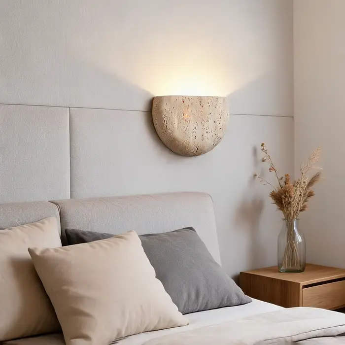 Lampe murale de chevet pour chambre à coucher, style Wabi Sabi, rétro, jaune, effet pierre de grotte, pour couloir et entrée, éclairage d'ambiance