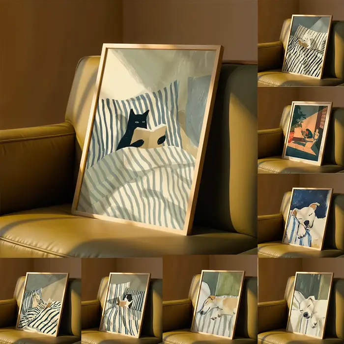 Peinture décorative pour lit à rayures avec animaux amusants