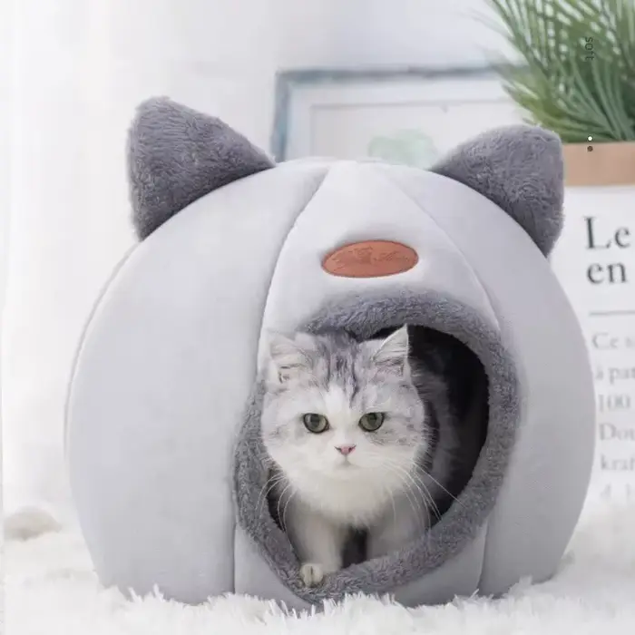 Lit pour chat semi-fermé tendance et confortable, tente pour animaux de compagnie, nid douillet, ada