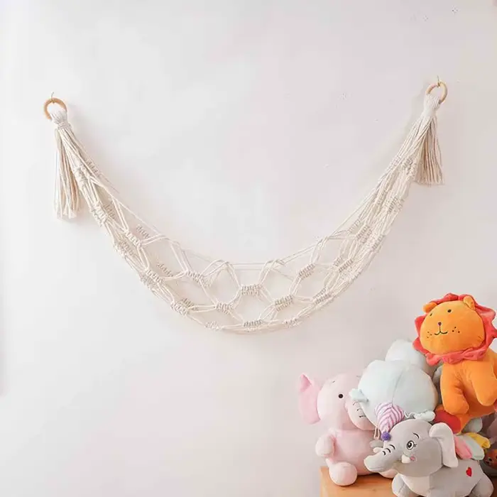 Hamac de rangement Boho en peluche, hamac en peluche, jouets en peluche, coin de chambre, Mesh, déco