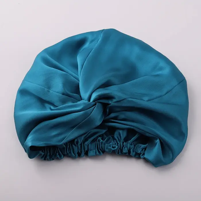 Bonnet de nuit 100% soie de mûrier 19 Momme pour femme, bonnet de sommeil uni, bonnet de nuit pour l