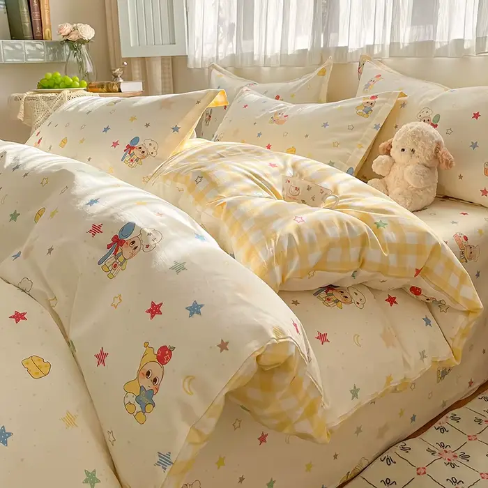 Ensemble de housse de couette 100% coton, ensemble de literie mignon de dessin animé, 1 housse de co