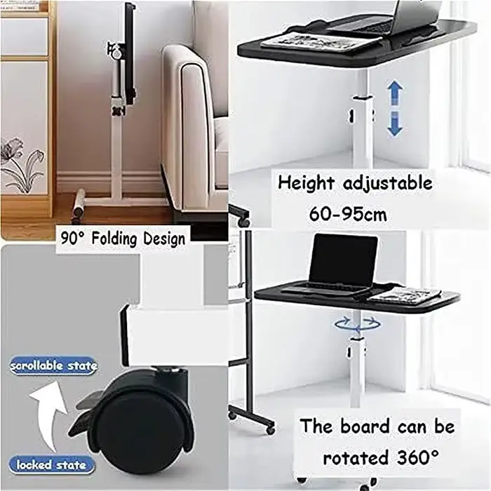 Bureau de chevet, bureau pour ordinateur portable avec tiroirs