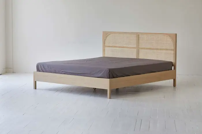 Meubles organiques Boho naturels, meubles de chambre à coucher japonais, meubles de lit modernes en 
