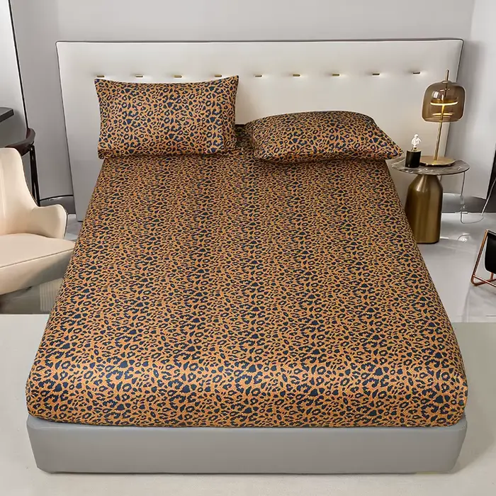Drap-housse en microfibre imprimé léopard sauvage – Confort, hypoallergénique, taille Twin/Full/Quee