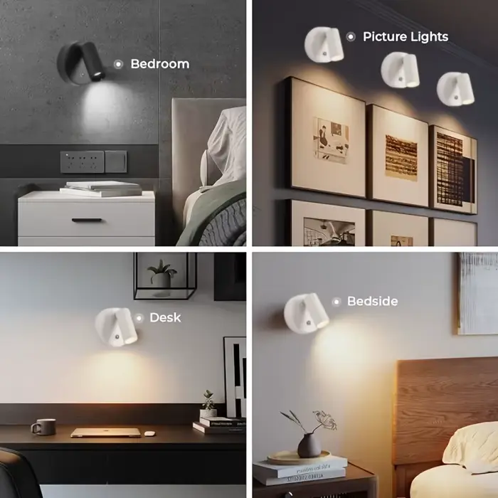 Lampe murale LED portable, veilleuse sans fil à commande tactile, lampe rechargeable à commande tactile 3 couleurs, lampe de décoration de chambre à 3 niveaux de luminosité, lampe de chevet, lampe de 