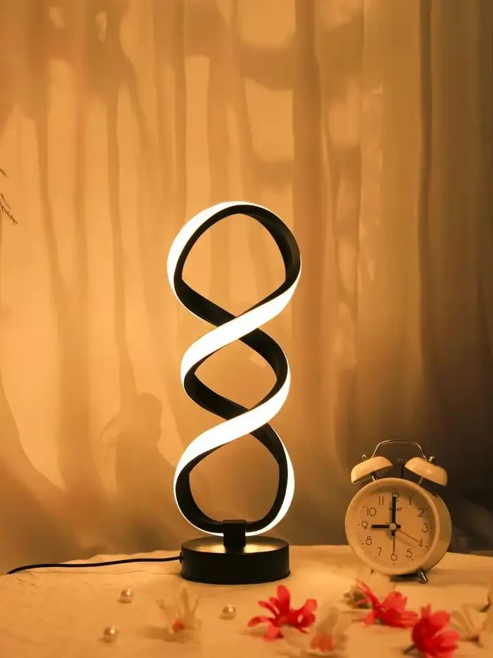 Lampe de bureau plissée sur pied en fer forgé LED avec prise USB, trois couleurs, gradation progress