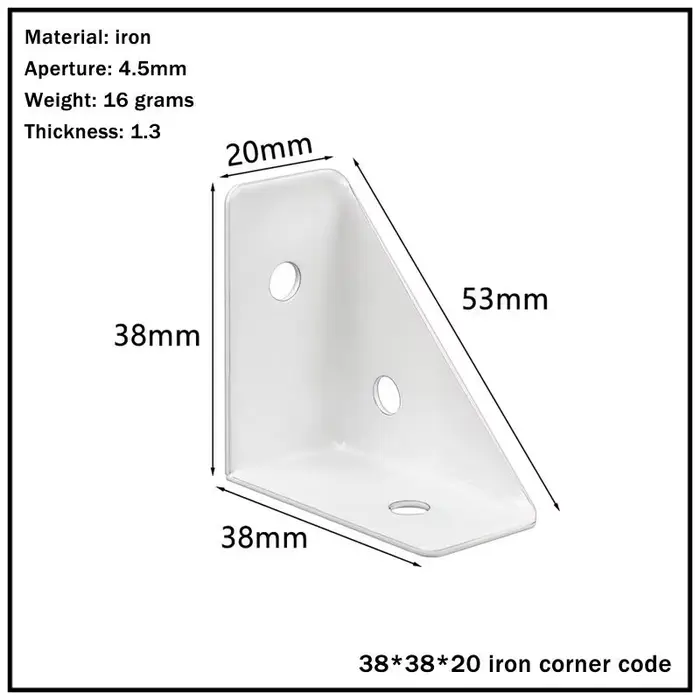 Supports d'angle triangulaires droits, attaches de connecteur d'angle de meubles en bois blanc et no