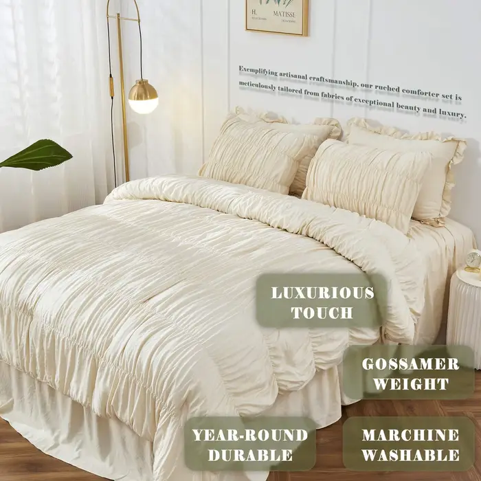 Ensemble de literie de luxe à plis froncés