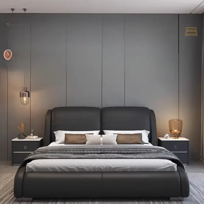 Lit double noir moderne de style italien pour chambre principale