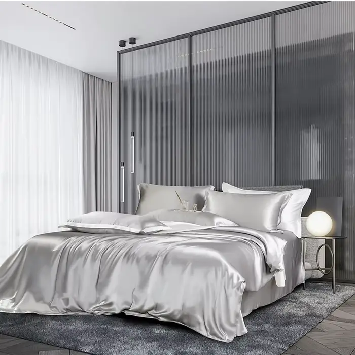 Parure de lit en Satin de luxe, housse de couette avec taie d'oreiller, Style européen, King/Queen S