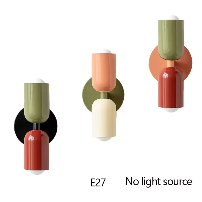 Lampe murale moderne minimaliste multicolore pour chambre à coucher, table de chevet, salle à manger, couloir, escalier, magasin, éclairage E27