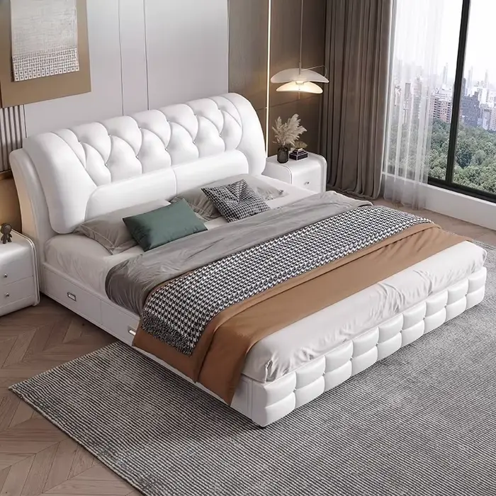 Chambre principale lit petit appartement moderne Simple lit De rangement Double Design Camas De Matrimonio dortoir meubles De maison