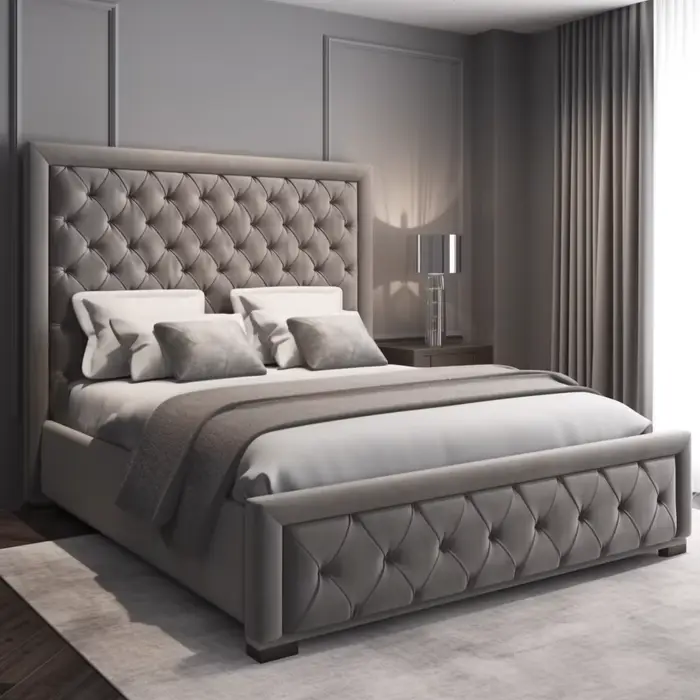 Cadre de lit King Queen Size moderne et luxueux, fabricant moderne, avec rangement, lit Double rembo