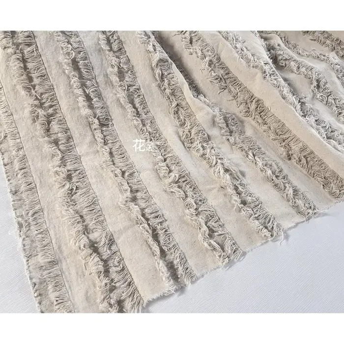 Tissu jacquard en coton et lin lavé à la main, coupe de bandes, fait à la main, Bergame, graduation,