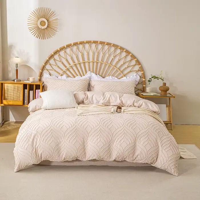 Ensemble de literie 3 pièces à motif floral avec fermeture éclair - Polyester, ensemble de couette t