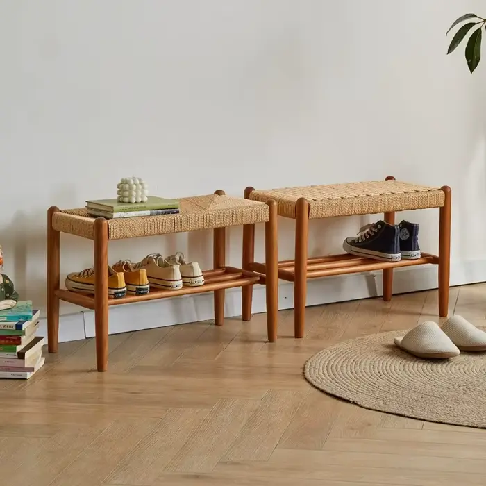 Banc à chaussures nordique en bois massif
